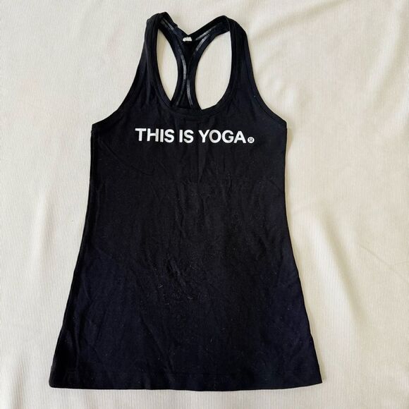 Lululemon Womens Tank Top This Is Yoga Black Gym Workout Casual Stretchy 4 - Picture 1 of 2